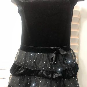 Girls Holiday or Special Occasion Dress. Black velvet with glitter skirt.